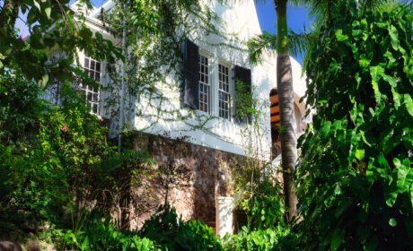 Lush gardens within the estate